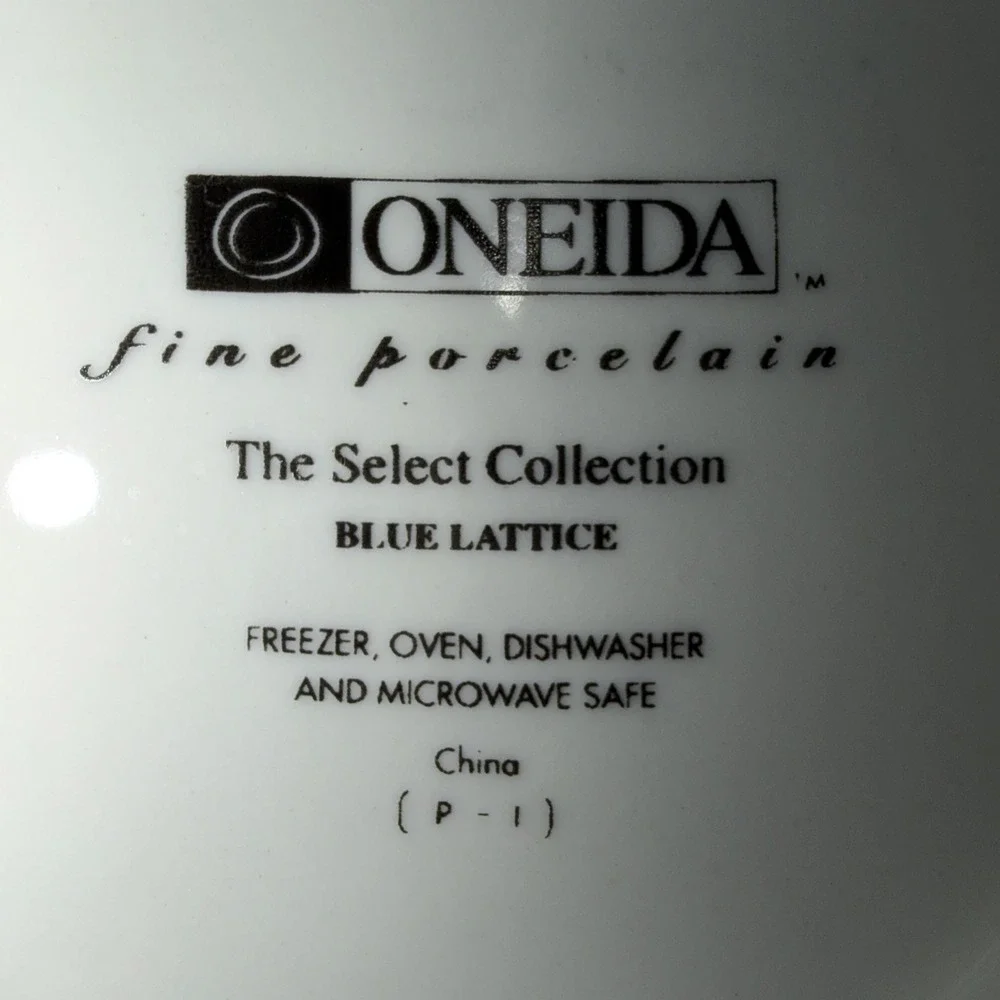 Set of 5 Oneida Porcelain Select Collection BLUE LATTICE 6